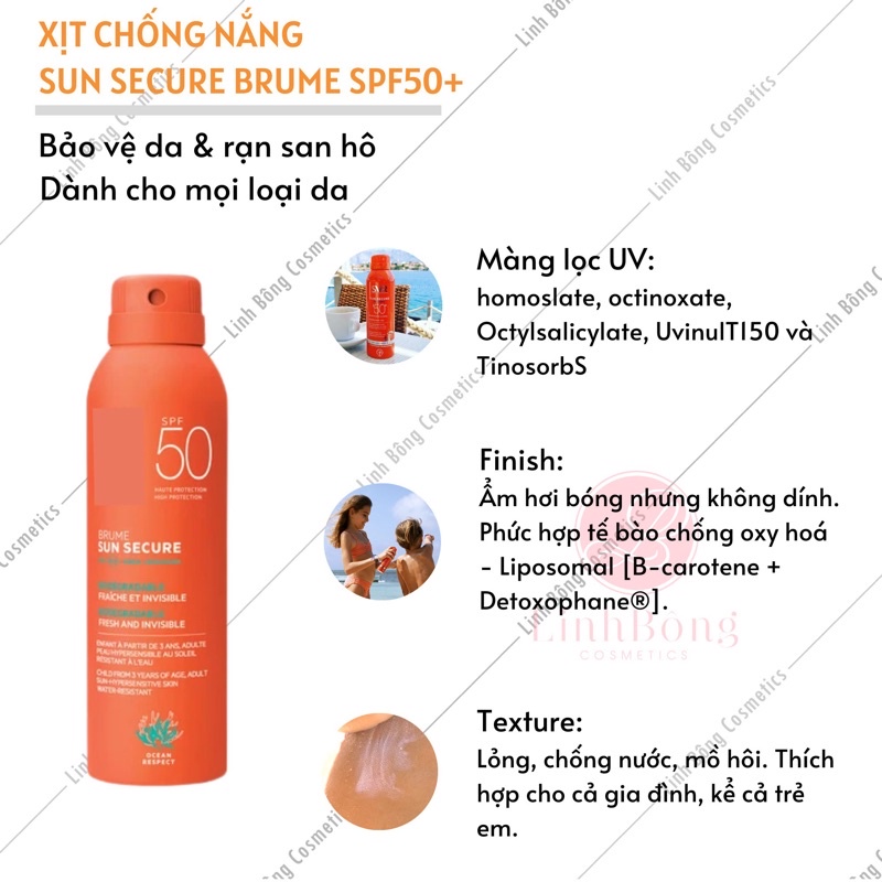 XỊT CHỐNG NẮNG SV SUN SECURE BRUME SPF50+
