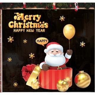 Decal noel ⚡️𝐅𝐑𝐄𝐄 𝐒𝐇𝐈𝐏⚡️ decal dán tường noel 2022 mã ông già noel bóng vàng - pvc chống thấm nước, keo siêu dính