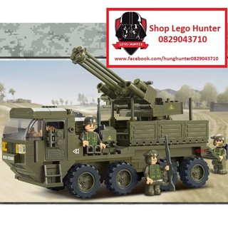 Xếp Hình Army Xe tải chở pháo phòng không Sluban
