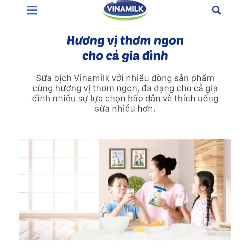 Sữa tươi tiệt trùng Vinamilk 100% Có đường - Hộp giấy 1 lít