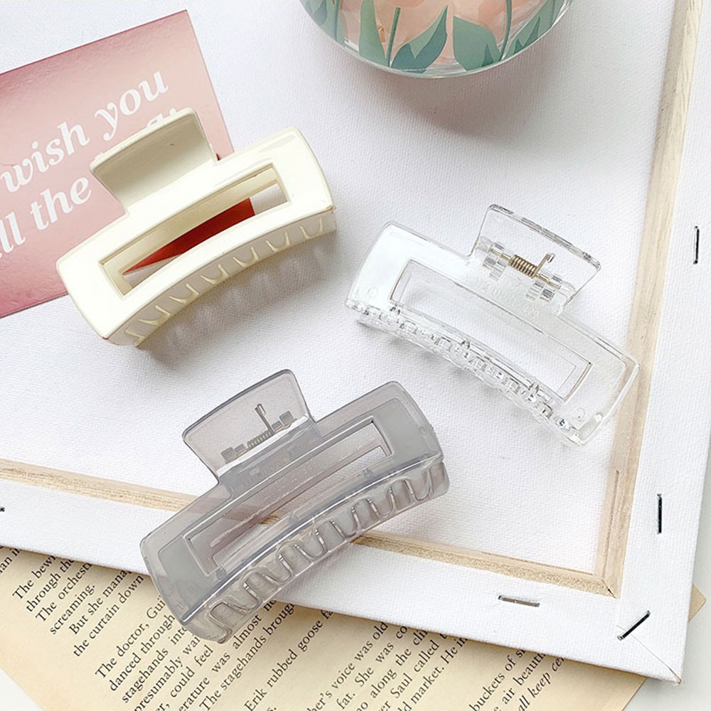 Kẹp tóc nữ hình chữ nhật màu trơn đơn giản phong cách Hàn Quốc