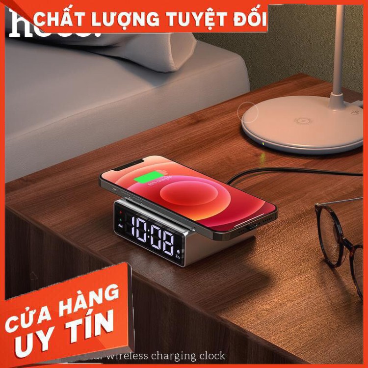 Sạc dự phòng không dây Hoco DCK2 kiêm Đồng hồ Led để bàn - Thiết kế sang trọng - Dung lượng cao