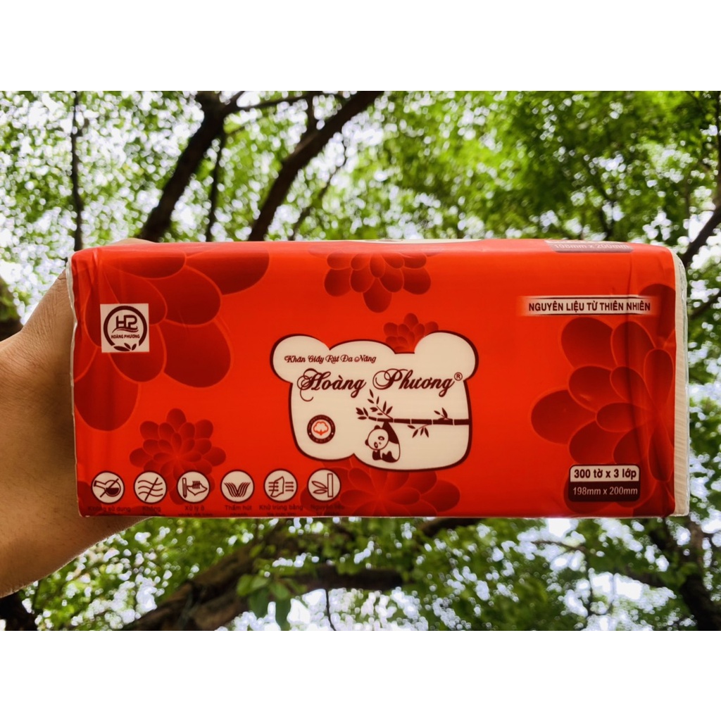 GIẤY ĂN HOÀNG PHƯƠNG 300 tờ 3 lớp 198x200mm