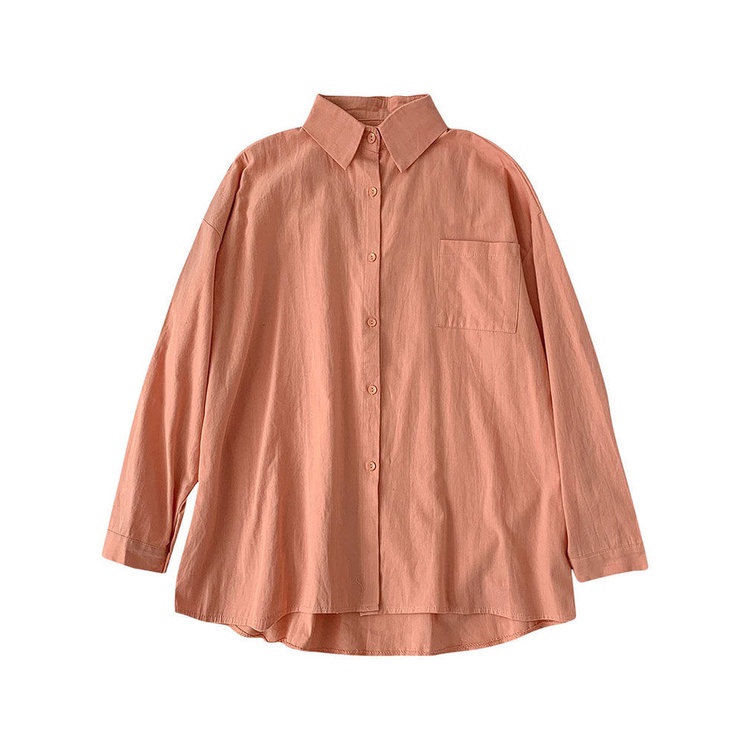 Áo sơ mi nữ tay dài màu trơn phong cách Hàn Quốc mới
