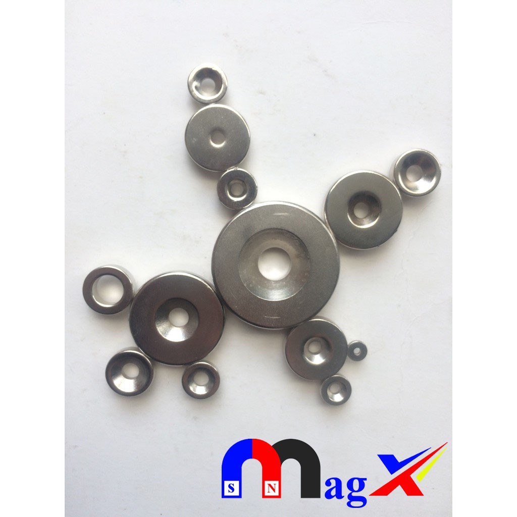 Nam châm tròn có lỗ (có thể bắt vít, bulon) nhiều kích thước, ứng dụng nhiều trong đời sống