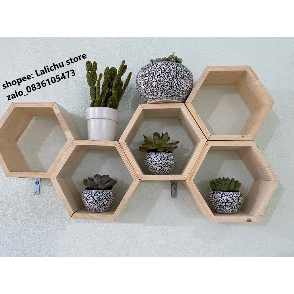 combo 3 kệ gỗ tổ ong đường kính 30 25 20cm