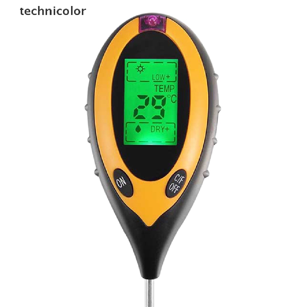 Máy đo thử nghiệm độ pH đất vườn kỹ thuật số màn hình LCD 4 trong 1