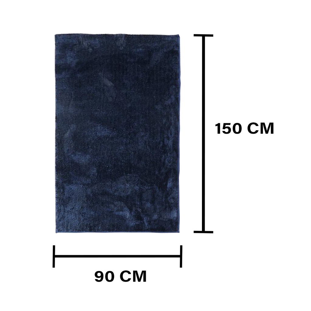 HomeBase HLS Thảm trang trí trải sàn dày 2cm Microfiber mềm mại và êm ái mặt sau chống trượt Thái Lan 90x150cm xanh dươn