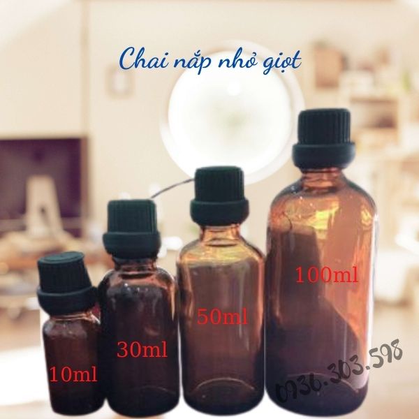 Chai đựng tinh dầu thủy tinh nắp nhỏ giọt 10ml,30ml,50ml,100ml
