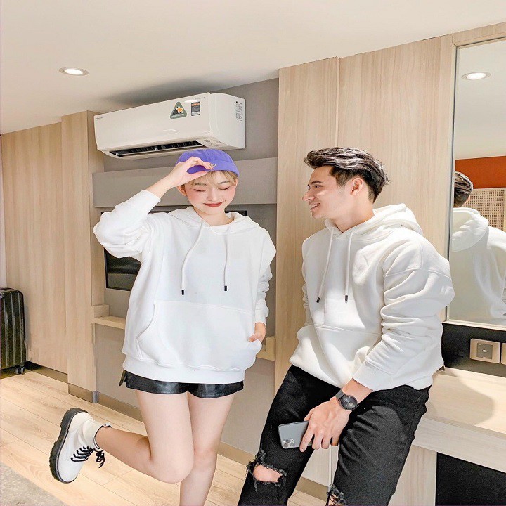 Áo Hoodie Basic form dáng rộng tay phồng như ảnh - Unisex Nam Nữ Ulzzang KUN