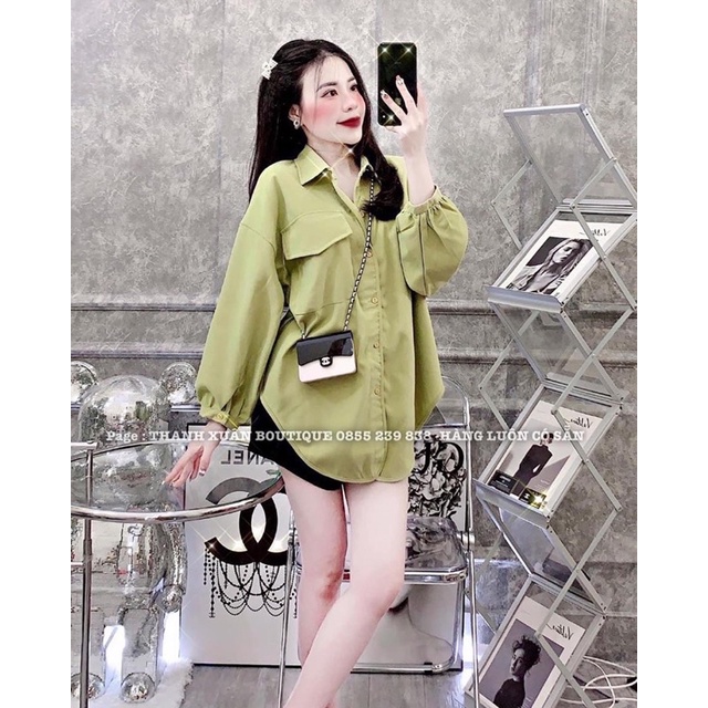 [ BIGSIZE ] SET SƠ MI XANH BƠ + QUẦN ĐEN