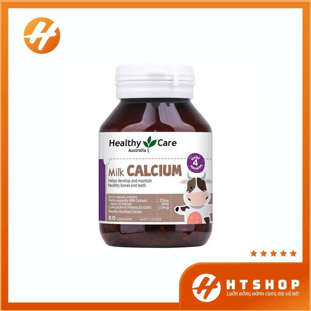 Milk Calcium Healthy Care Bổ Sung Canxi Cho Trẻ Trên 4 Tháng Tuổi Hộp 60 Viên
