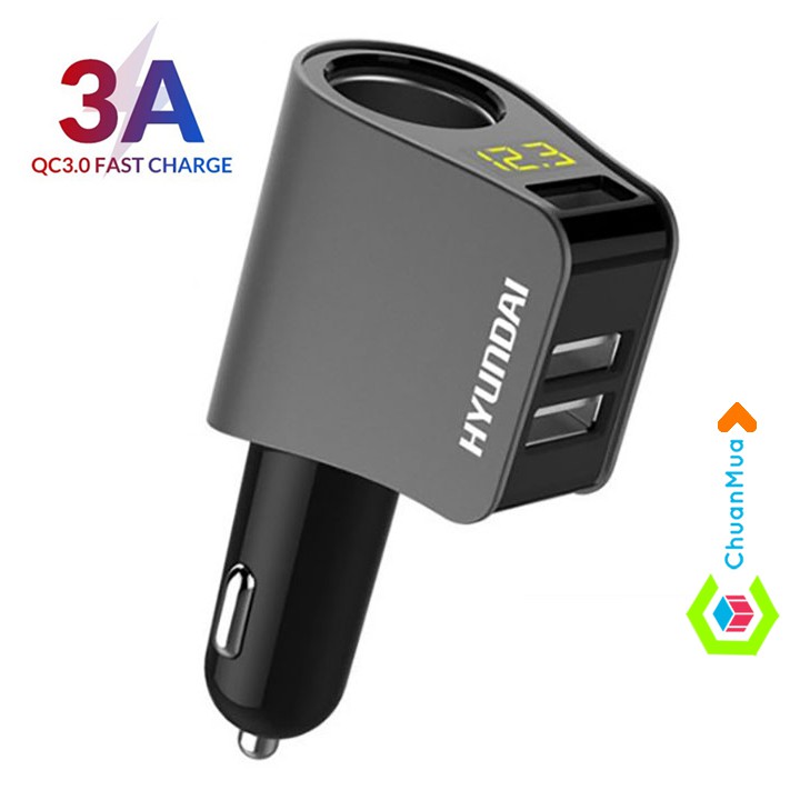 Tẩu Sạc Ô Tô HYUNDAI Hỗ Trợ Sạc Nhanh QC 3.0 Cổng USB Cao Cấp_ Tẩu Sạc Xe Hơi
