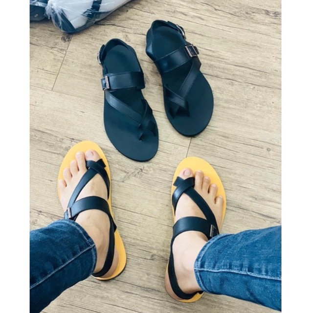 Sandal Unisex, dép quai ngang, dép nam da bò, không thấm nước, êm chân thoải mái Atshoes XDMM02