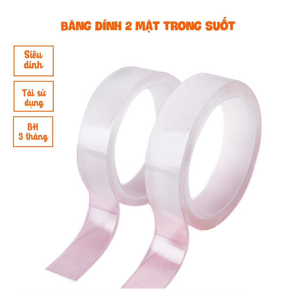 Băng keo dính 2 mặt trong suốt - Băng dính nano đa năng - Chịu Nhiệt, Chịu lực cao, Dán trên mọi bề mặt