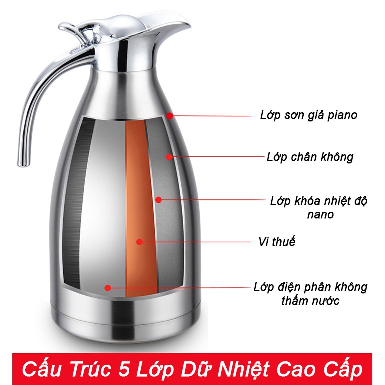 Bình giữ nhiệt inox Stainless Steel  2 Lít