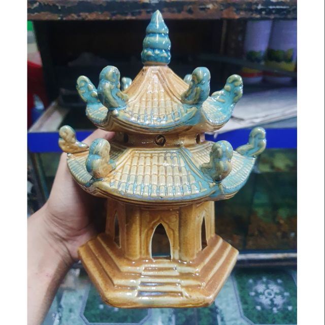 NHÀ THÁP TRANG TRÍ HỒ CÁ NON BỘ 10X10X20CM