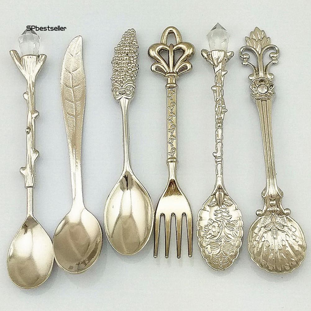 Set 5 thìa và 1 nĩa hợp kim phong cách cung điện Retro