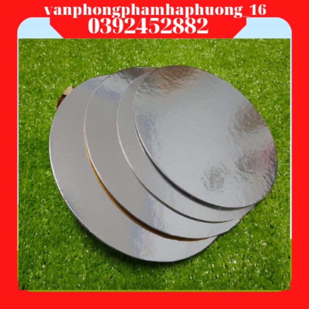 sét 2 đế tròn lót bánh kem, bánh sinh nhật, đế ép 2 mặt ( 1 mặt trắng, 1 mặt bạc )HP_16
