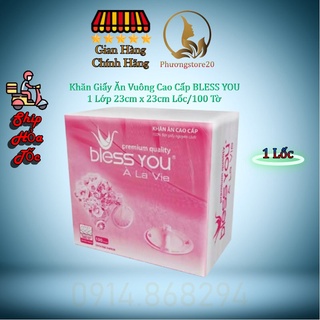 Hoả Tốc HCM Có Mã QR - Khăn Ăn Vuông Nhỏ 12cm x12cm BLESS YOU Bịch 100 Tờ