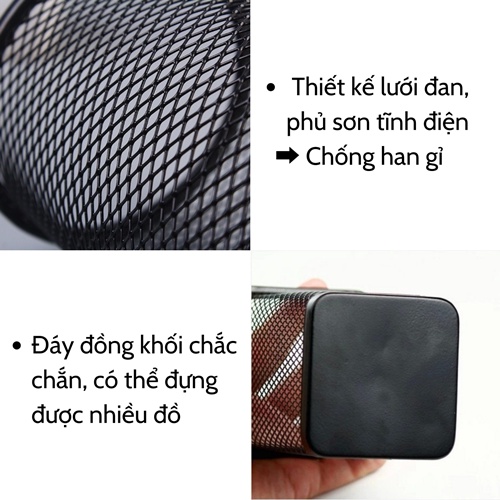 Ống bút  Ống cắm bút văn phòng để bàn kim loại cao cấp lưới đan sơn tĩnh điện chống han gỉ gọn nhẹ, bền đẹp giá rẻ