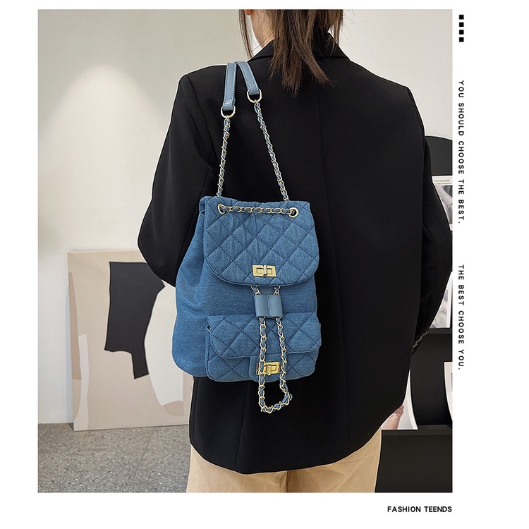 Balo Đeo Vai Vải Denim Thời Trang 2022 Cho Nữ