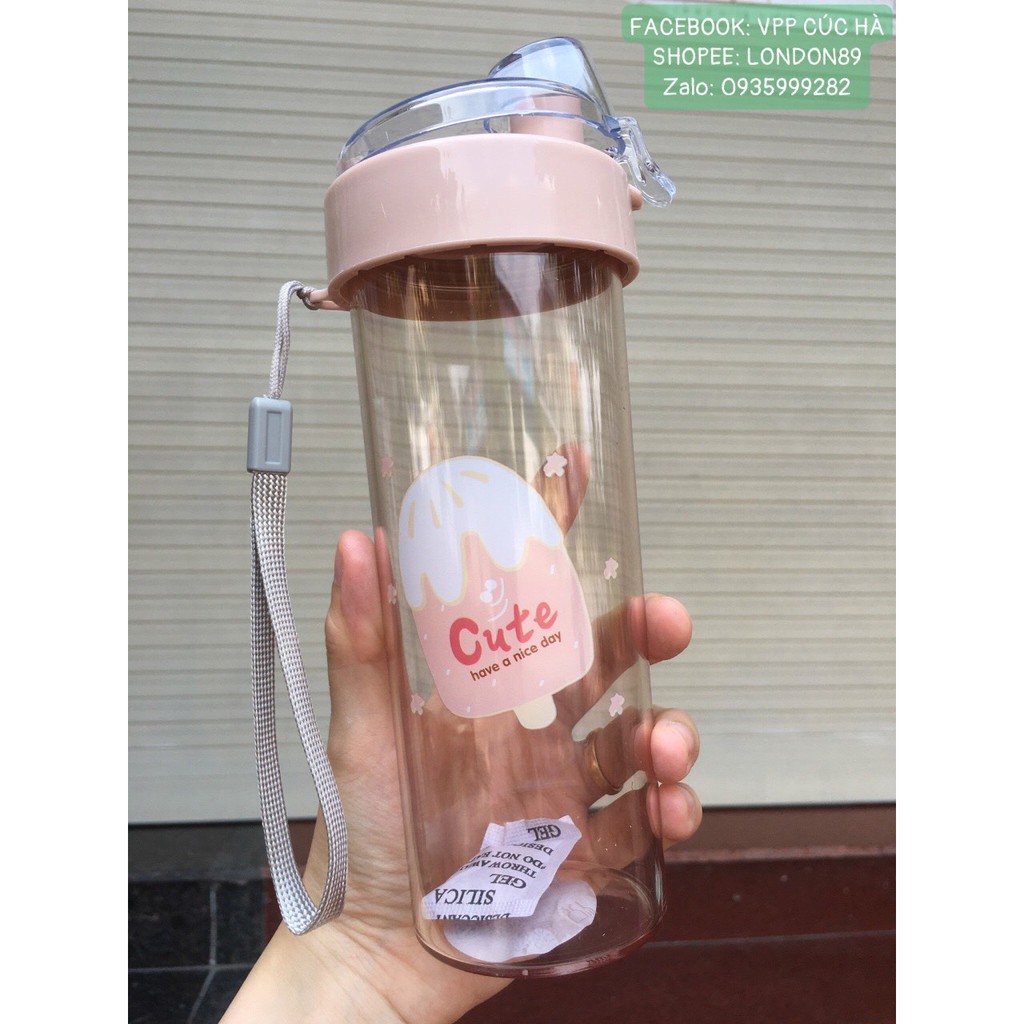 Bình nước nhựa học sinh cao cấp 400ml cute