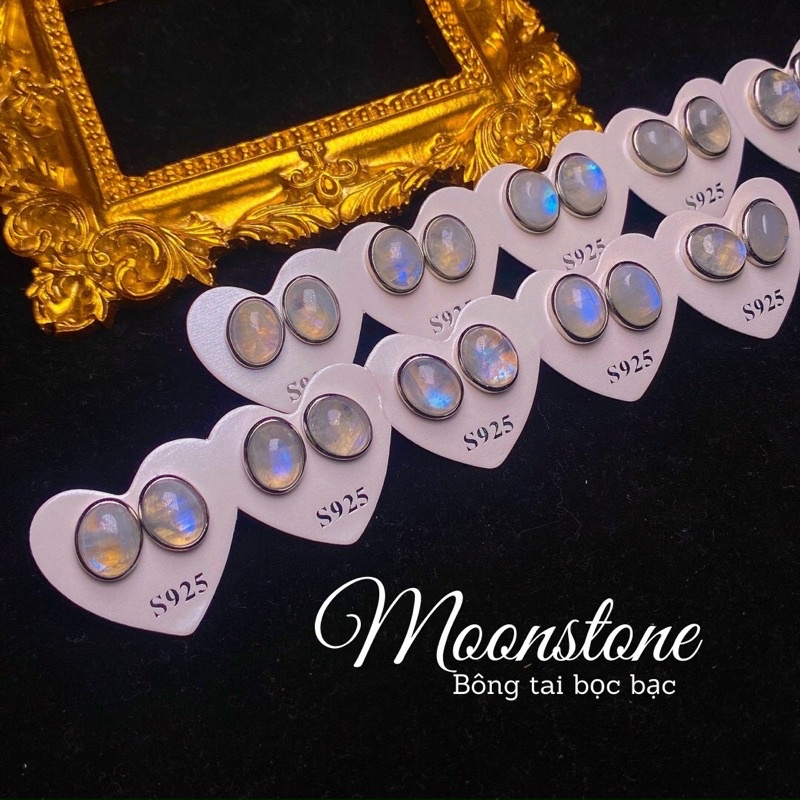 Hoa tai mặt trăng moonstone