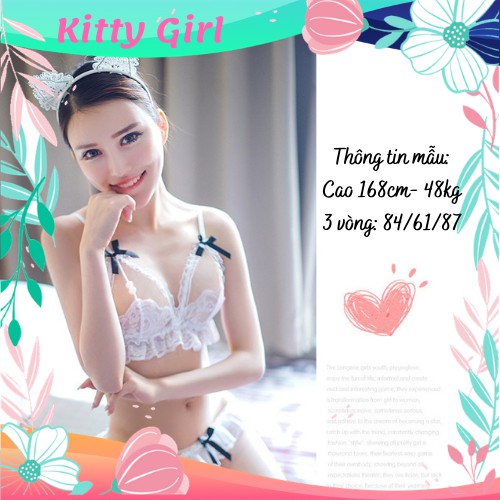 Bộ Đồ Lót Ren 2 Mảnh Quần Lót Lọt Khe Hở Đáy Sexy Áo Lót Ren Không Gọng Đính Nơ Cườm BL12 | BigBuy360 - bigbuy360.vn