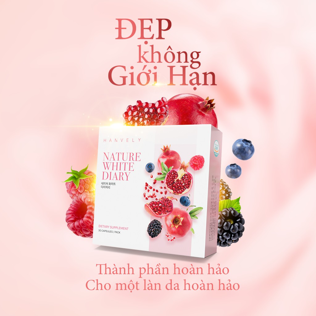 Viên Uống Hỗ Trợ Trắng Da Cải Thiện Nám Hanvely Nature White Diary - 30 Viên | BigBuy360 - bigbuy360.vn