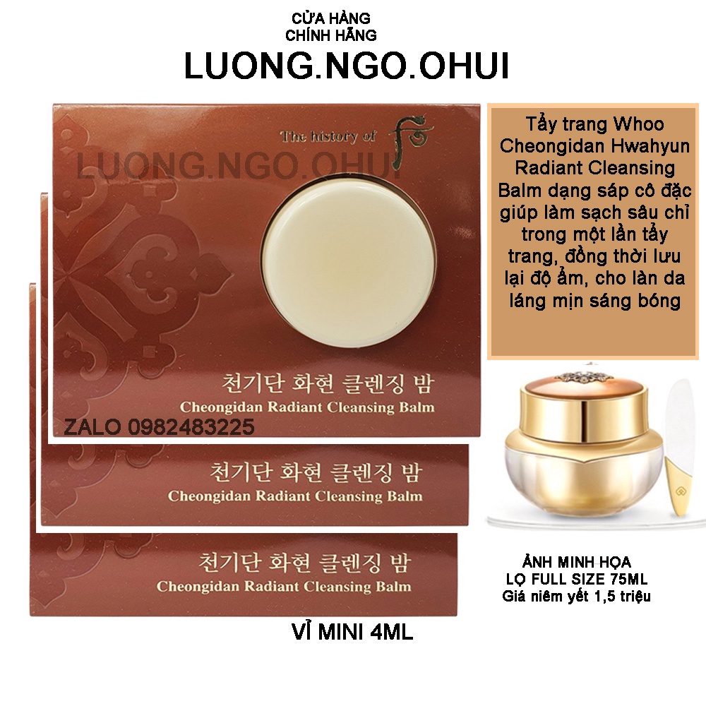 [Mới] Viên sáp tẩy trang tái sinh Whoo Cheongidan Hwa Hyun Radiant Cleansing Balm 4ML giúp làm sạch và tái tạo làn da sá