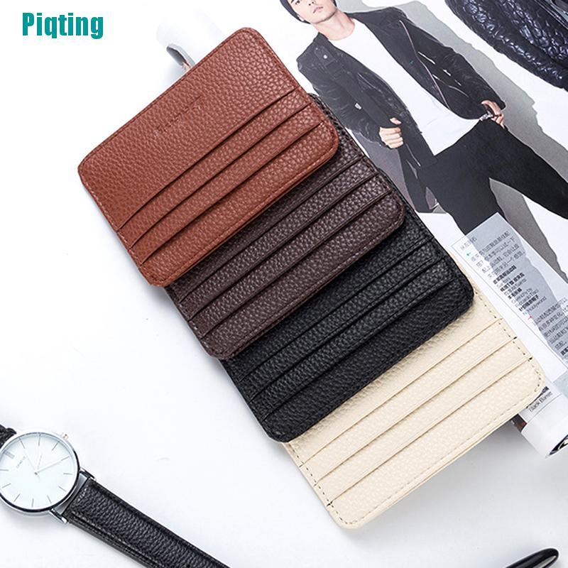 【Piqting】Mens Leather Card Slim Bank Credit Card ID Card Holder Case Bag Wallet Holder