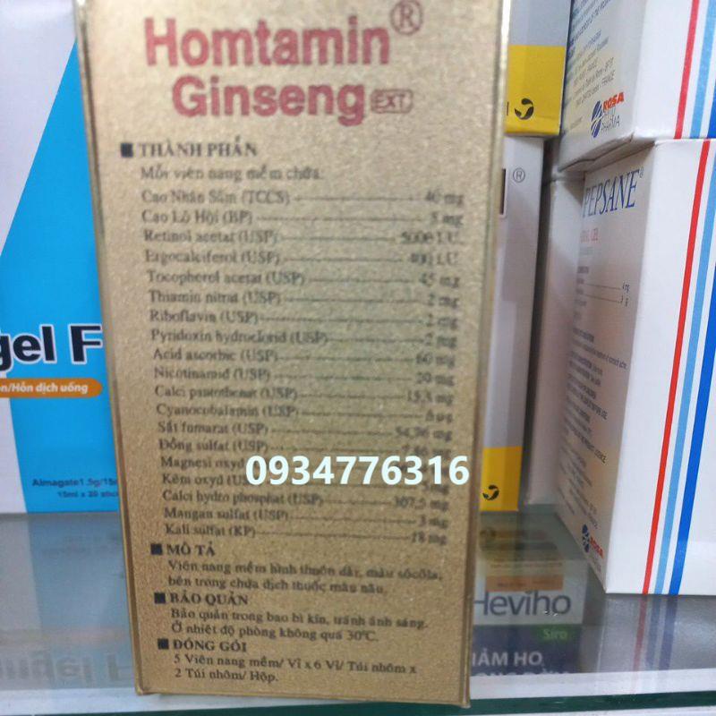 Homtamin Korea nhập khẩu chính hãng có sâm hộp 12 vỉ x 5 viên
