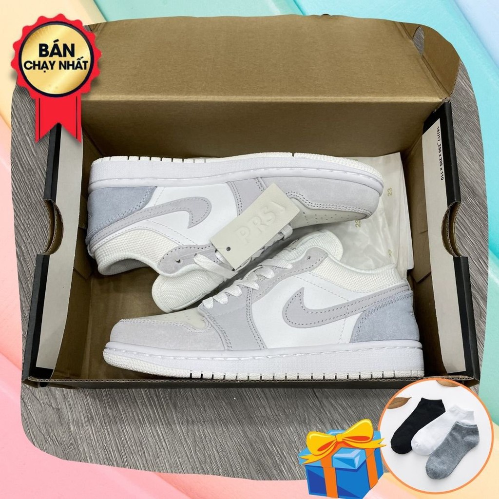 Giày Jordan 1 Low Paris Màu Xám Nam Nữ, Giày Sneaker JD1 Paris Cổ Thấp Bản Đẹp Full Box bill