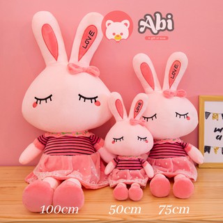 Gấu bông thỏ hồng nhắm mắt 60cm xinh xắn dễ thương, thỏ gấu bông cho bé