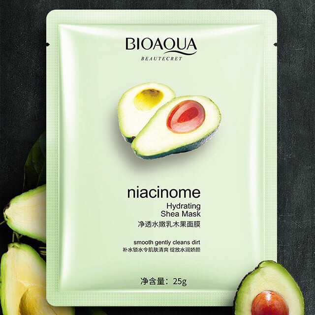 Mặt nạ quả bơ Bioaqua Niacinome Hydrating Shea Mask cấp ẩm giúp da mềm mại trắng hồng tự nhiên | BigBuy360 - bigbuy360.vn