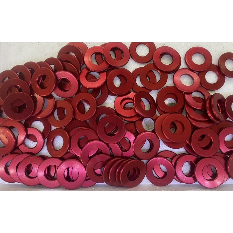 Lông đền nhôm đỏ cnc, 6ly / 8ly / 10ly / 12ly (1 con)