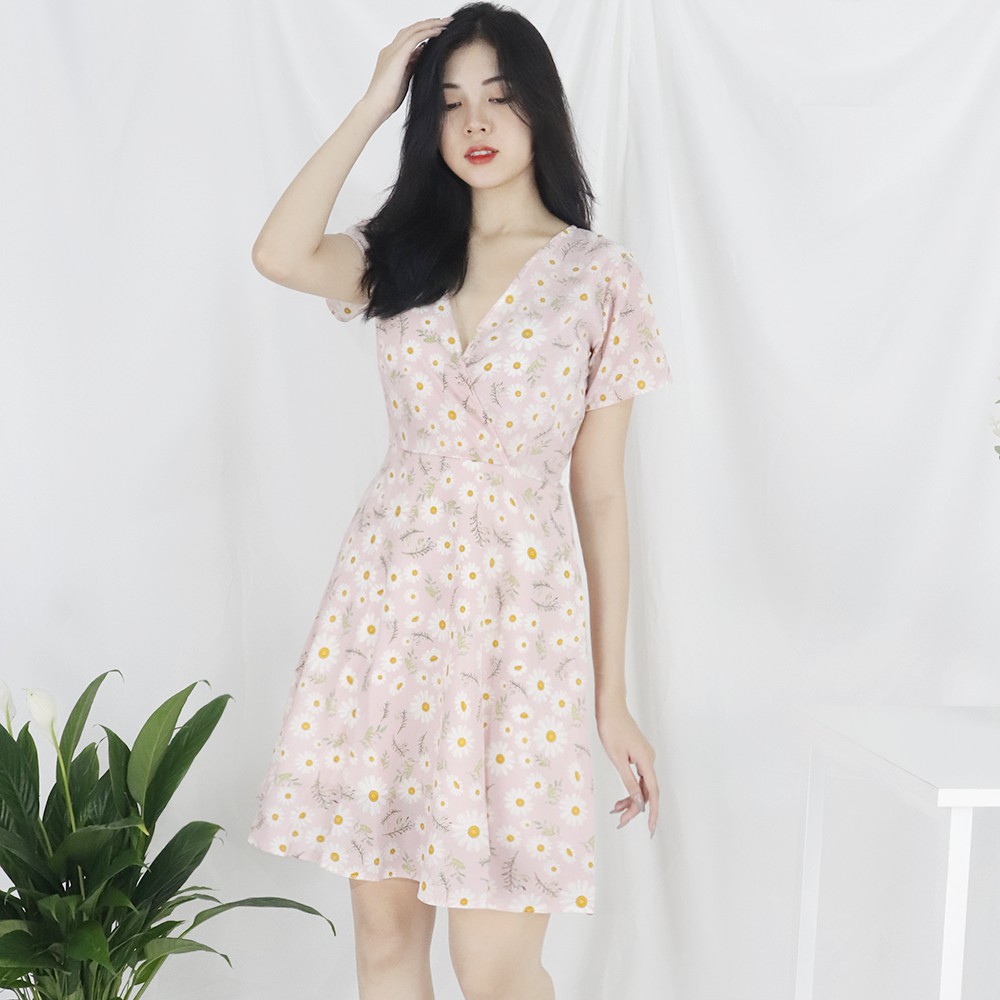 Đầm váy nữ hoa nhí, dáng xoè cổ chữ V xinh xắn, dễ thương RD045 | BigBuy360 - bigbuy360.vn