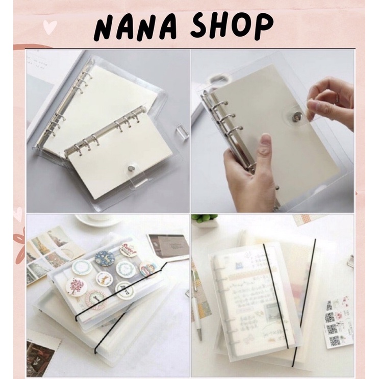 ( Tặng kèm thước )Binder bìa sổ còng nhựa dẻo trong suốt khổ a5/a6/a7