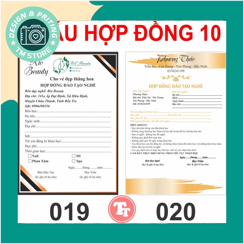 THIẾT KẾ & IN HỢP ĐỒNG TẠO NGHỀ THEO YC
