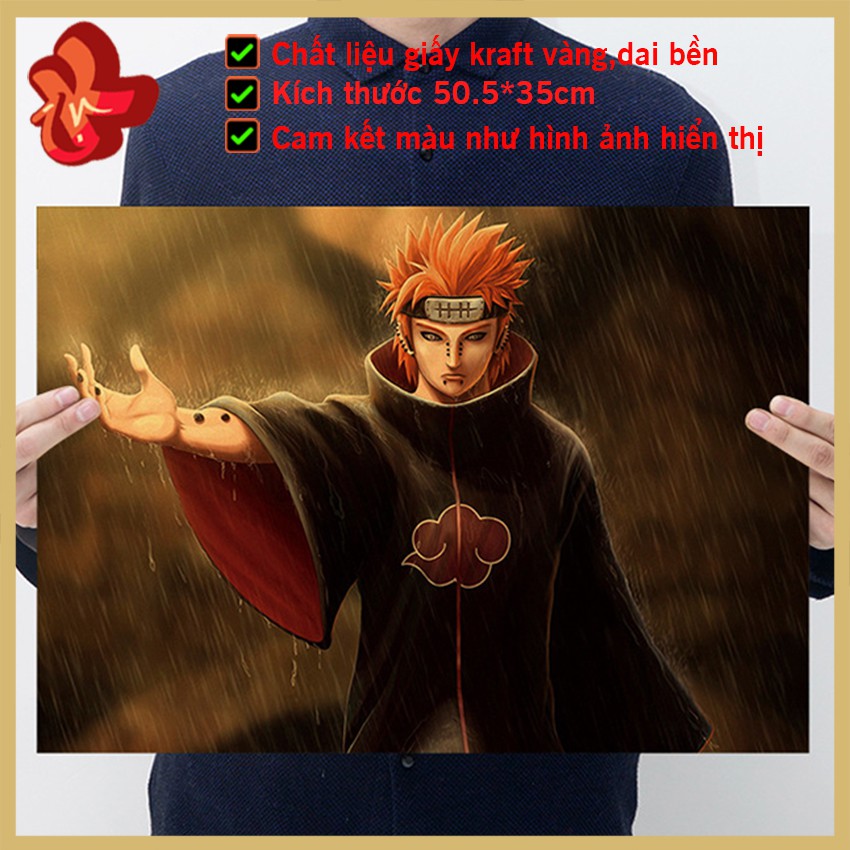 [BO53] Tranh poster treo tường, tấm áp phích anime Naruto Pain Dướii mưa