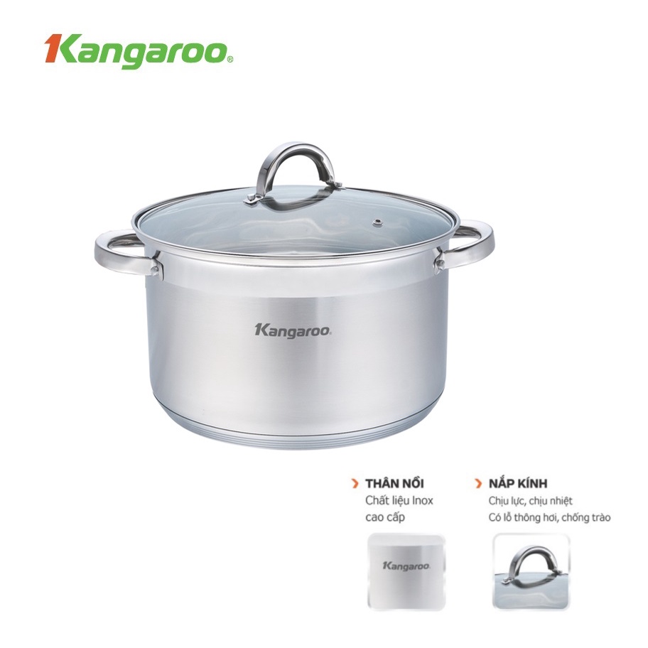 Nồi luộc gà Inox vung kính 30cm Kangaroo KG122