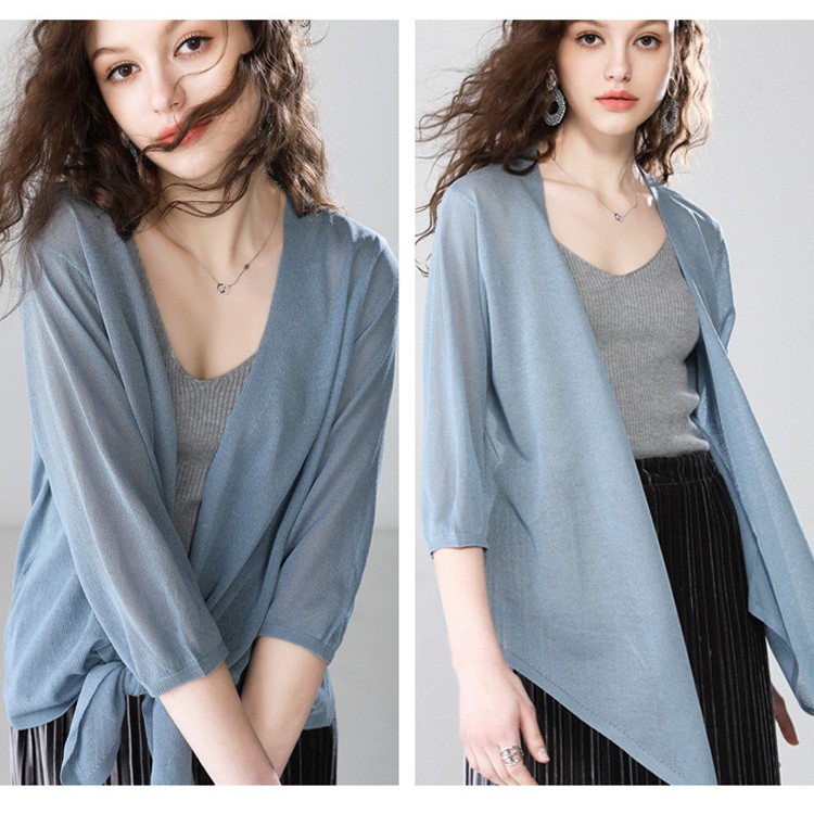 Áo khoác len cardigan mỏng buộc gấu cực xinh