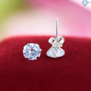 Bông tai nữ bạc đính đá tròn đơn giản BTN0044 - Shop Trang Sức Bạc