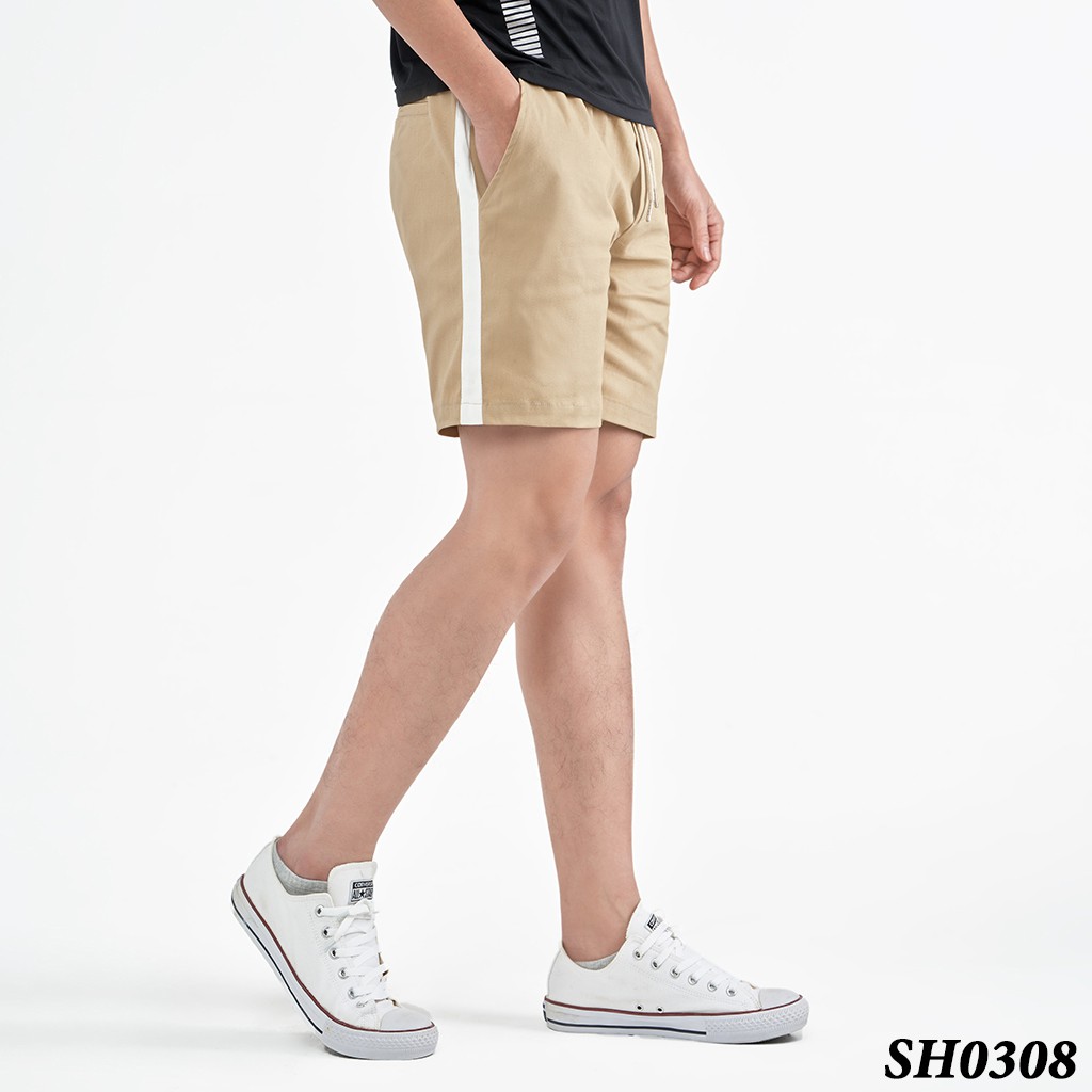 Quần Short Nam ROUGH Phối Kẻ Trắng Hàn Quốc, Chất Kaki Co Giãn | BigBuy360 - bigbuy360.vn
