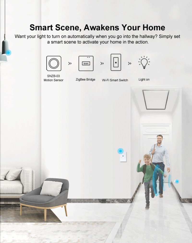 Thiết bị cảm biến chuyển động gắn trần nhà SONOFF SNZB-03 Zigbee chuyên dụng
