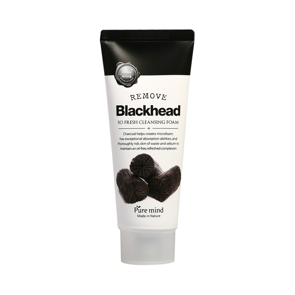 Sữa rửa mặt Than Hoạt Tính làm sạch sâu PURE MIND BLACKHEAD SO FRESH CLEANSING FOAM 100ML - Hàn Quốc Chính Hãng