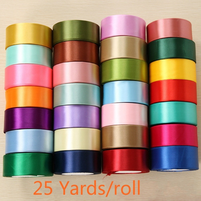 Cuộn Dây Ruy Băng Lụa Một Mặt Màu Trơn 40mm 25 Yards Dùng Gói Hoa / Làm Đồ Thủ Công