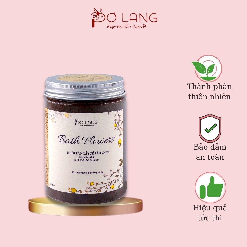 MUỐI TẮM CÀ PHÊ PƠ LANG TẨY DA CHẾT, GIẢM MỤN LƯNG, DƯỠNG TRẮNG DA HŨ 130gr