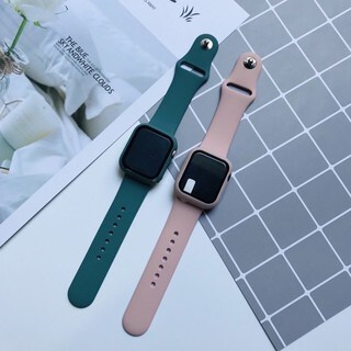 Dây Cao Su Apple Watch + Ốp Kính Cường Lực Apple Watch Series 7/6/5/SE/4/3/2/1 Size 38-40-41-42-44-45